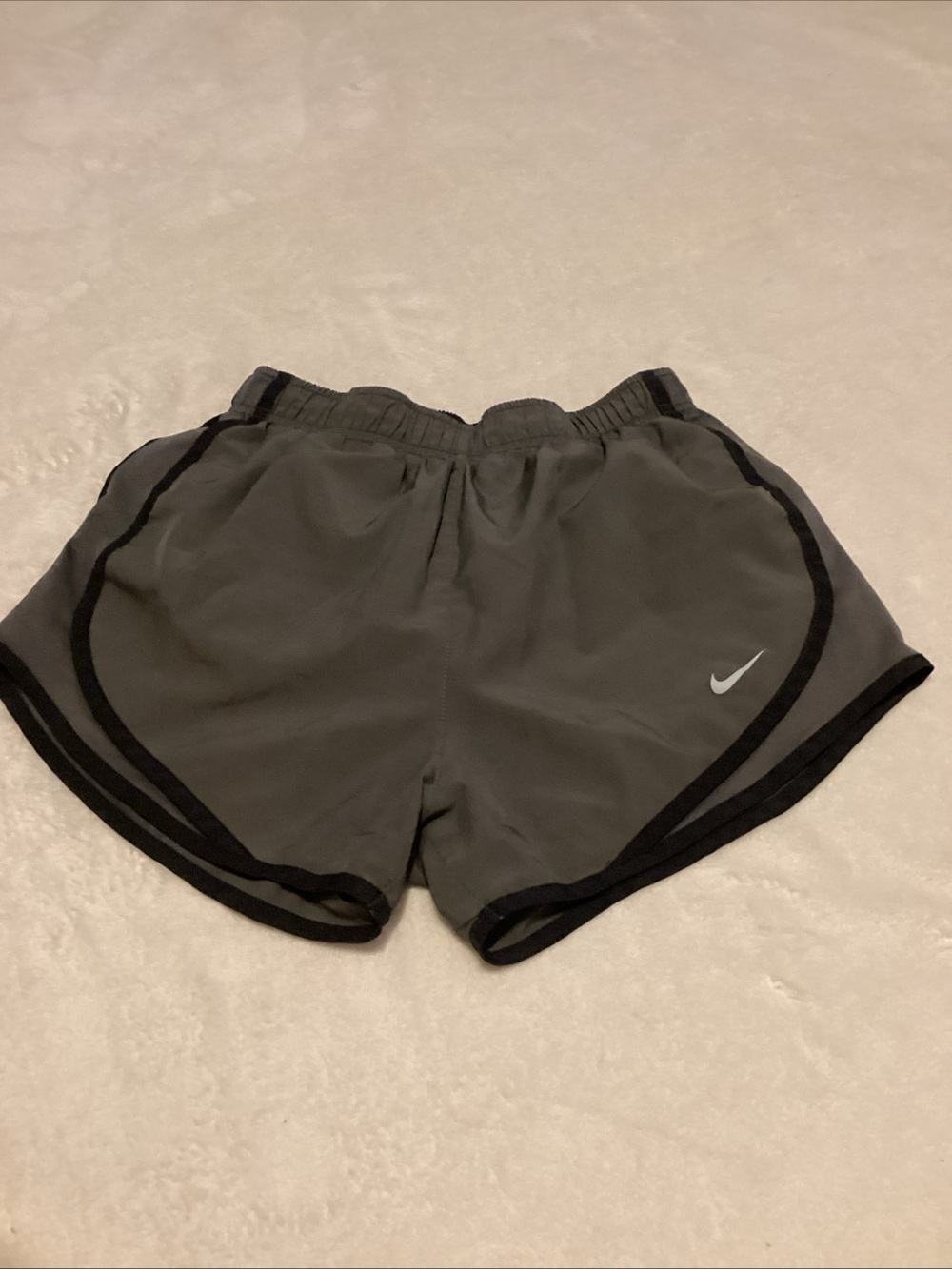 Nike Women's Dark Gray Athletic Running Shorts with Black Trim